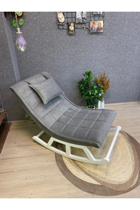 Miskin Lake Sofa Gri Sallanan Sandalye Dinlenme Emzirme Baba Tv Okuma Uzanma Koltuğu Berjer - 2
