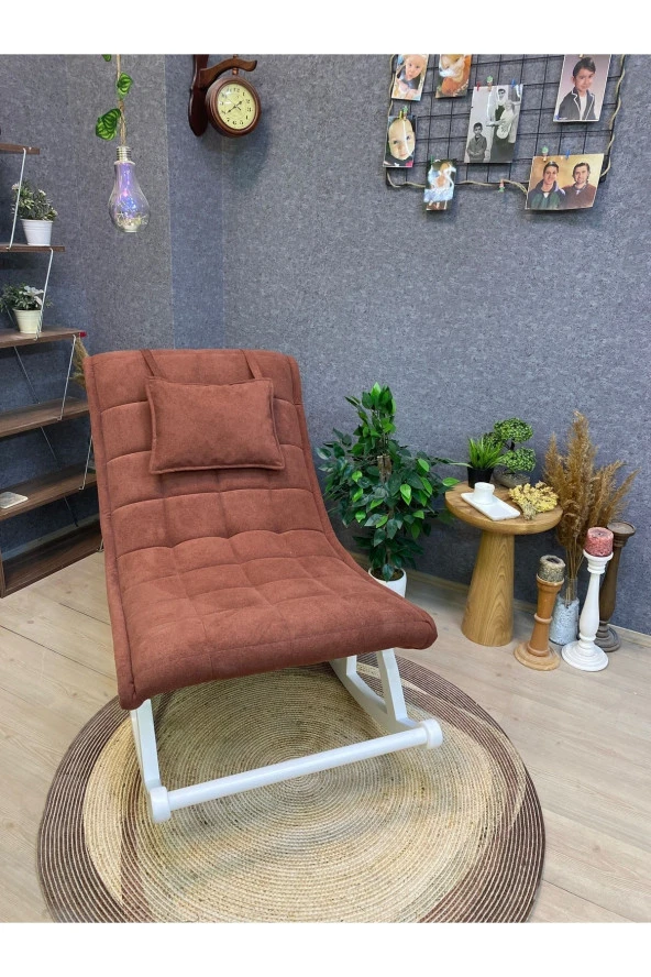 Miskin Naturellake Kiremit Sallanan Sandalye Dinlenme Emzirme Baba Tv Okuma Uzanma Koltuğu Berjer - 3