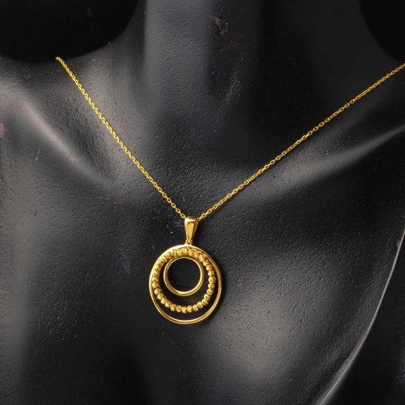 22 Ayar Dorika Halkalı Altın Kolye - Resim 2