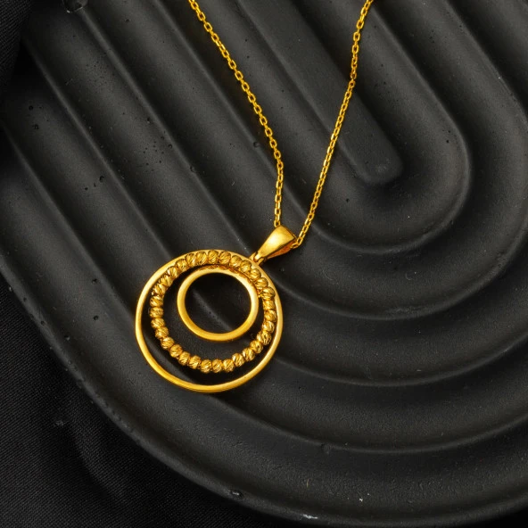 22 Ayar Dorika Halkalı Altın Kolye - Resim 4