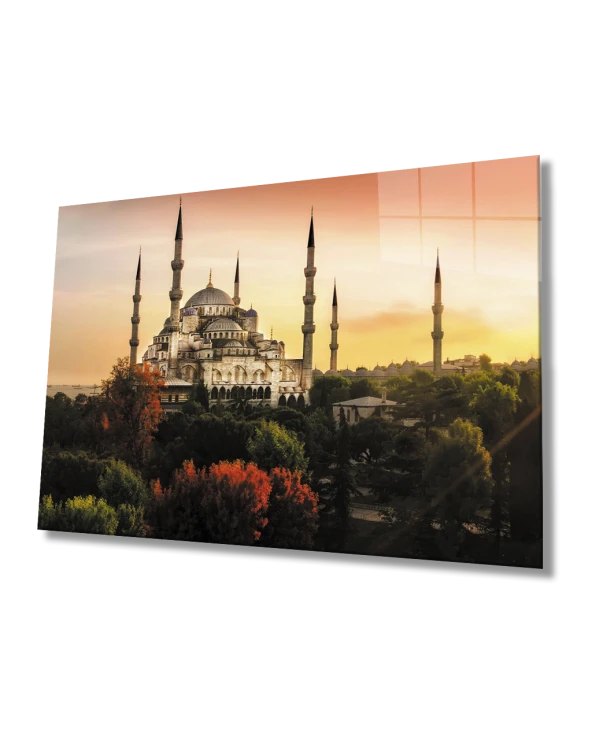 İstanbul GünBatımı Sultan Ahmet Camii Cam Tablo