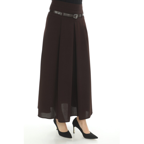 SORALLİNE KADIN ETEK ETAMİN DESEN 95 CM BOYUNDA BAHARLIK 755 KAHVE - 2