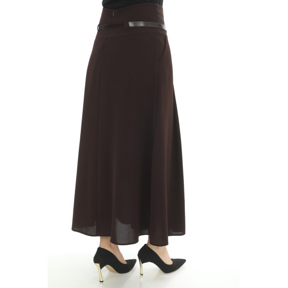 SORALLİNE KADIN ETEK ETAMİN DESEN 95 CM BOYUNDA BAHARLIK 755 KAHVE - 3