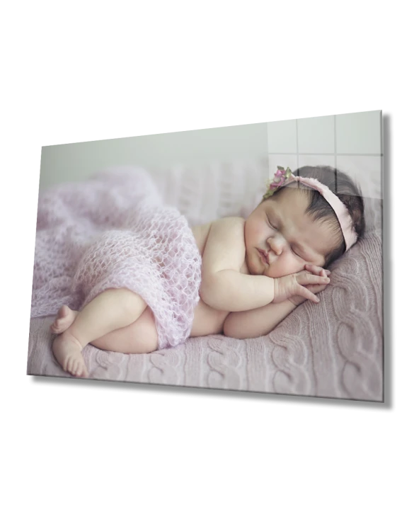 Uyuyan Bebek Cam Tablo   Sleeping Baby Table