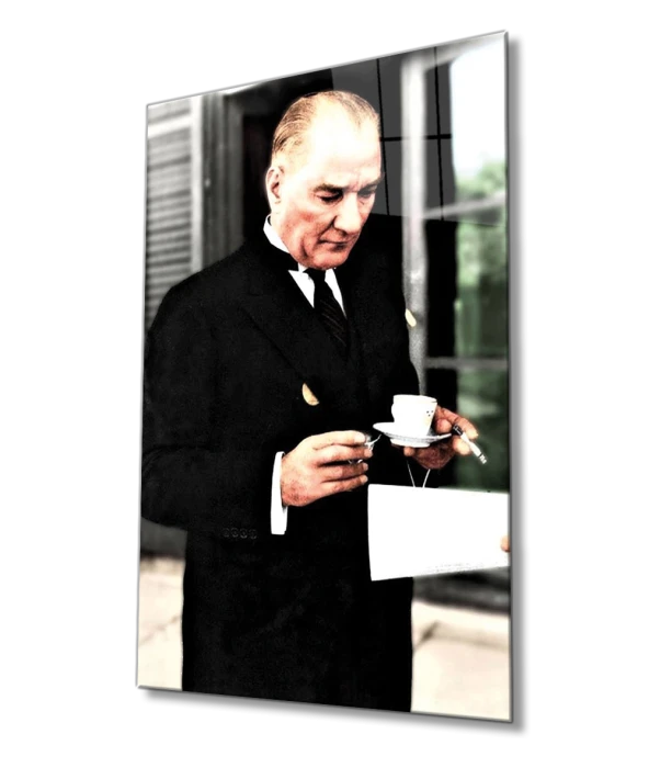 Atatürk Portresi Cam Tablo Ev ve Ofis Duvar Dekoru