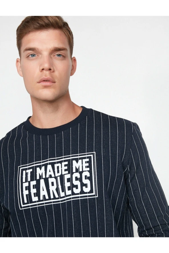 Erkek Lacivert Yazılı Baskılı T-Shirt ürün görseli 1