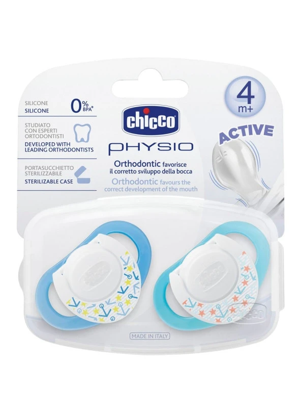 Chicco Physio Silikon Emzik 4m+ 2li - Mavi