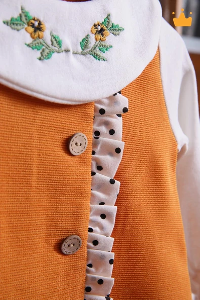 Babyhola Şık Yakası Çiçek Nakışlı Kız Bebek Çocuk Bayramlık Elbise 2337 - 3