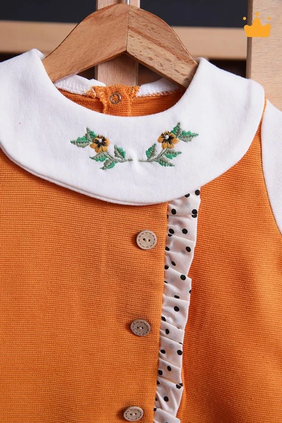 Babyhola Şık Yakası Çiçek Nakışlı Kız Bebek Çocuk Bayramlık Elbise 2337 - 6