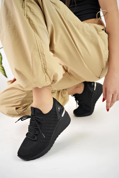 Muggo TYRA Garantili Kadın Ortopedik Yüksek Taban Günlük Bağcıklı Triko Sneaker Spor Ayakkabı - 8