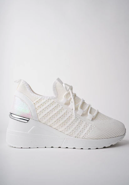 Muggo TYRA Garantili Kadın Ortopedik Yüksek Taban Günlük Bağcıklı Triko Sneaker Spor Ayakkabı - 11