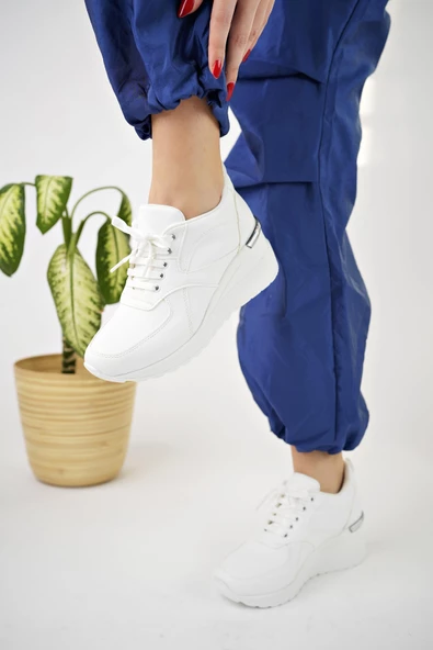 Muggo NEPAL Garantili Kadın Ortopedik Yüksek Taban Günlük Bağcıklı Sneaker Spor Ayakkabı - 9