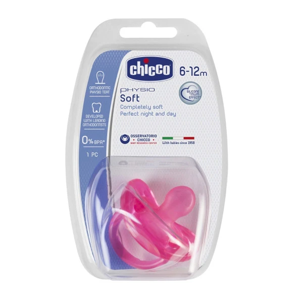 Chicco Physio Soft Silikon Emzik 12 Ay Pembe