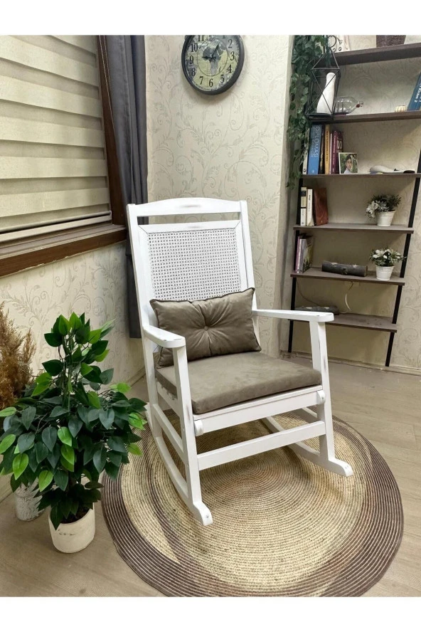 Asedia Veranda Lake Vizon Minderli Hasırlı Sallanan Sandalye Hazeranlı Dinlenme Koltuğu - Resim 3