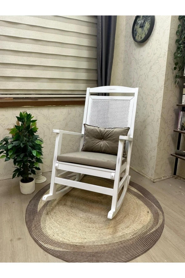 Asedia Veranda Lake Vizon Minderli Hasırlı Sallanan Sandalye Hazeranlı Dinlenme Koltuğu - Resim 4