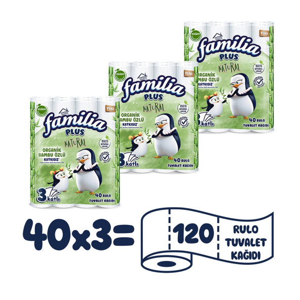 Familia Plus Natural Tuvalet Kağıdı 40'lı 3 Paket