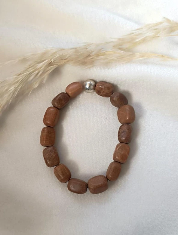 Bileklik Doğal Taşı Lastikli Kadın Erkek Bilezik Kahverengi Takı - 6