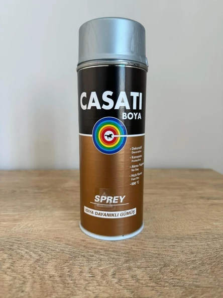 Casati Akrilik Sprey Boya 690 Derece Isıya Dayanıklı 400 mL Gümüş