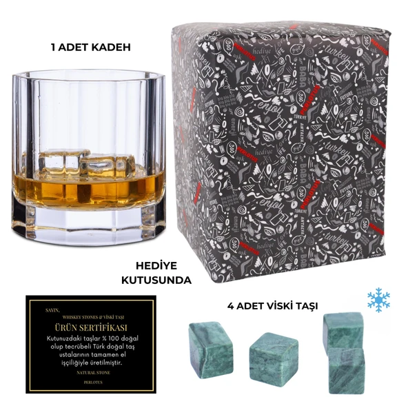 Perlotus 310 cc Churchill Nude Kristal Viski Bardağı Viski Taşı Hediyeli - 4