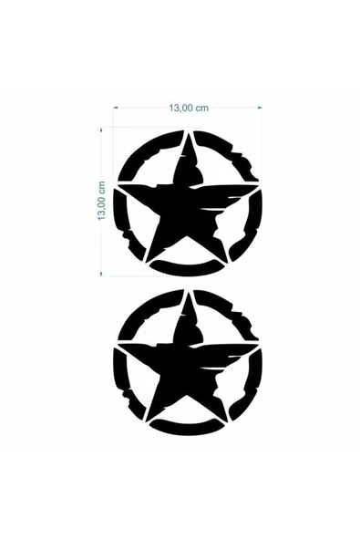 Army Star, Askeri Yıldız Offroad Sticker Çıkartma Siyah