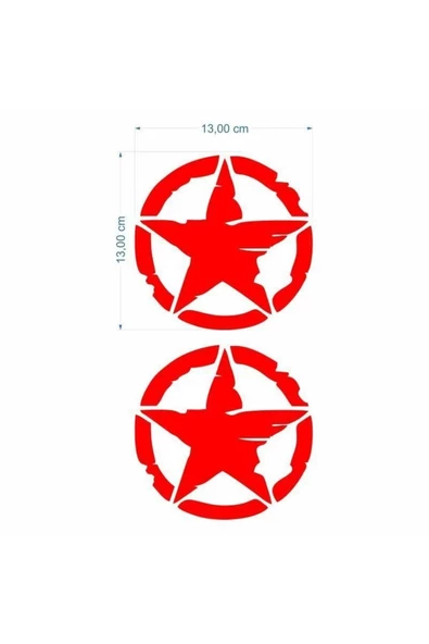 Army Star, Askeri Yıldız Offroad Sticker Çıkartma Kırmızı