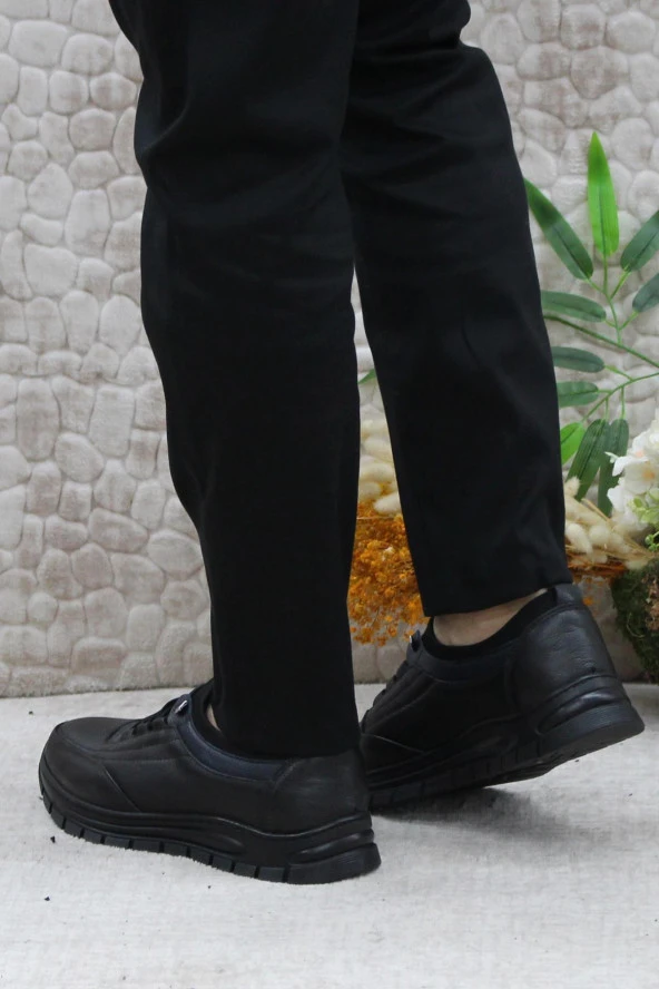 Mehmet Mete 1980 Siyah Anatomik Hakiki Deri Esnek Kauçuk Taban Erkek Ayakkabı - Resim 4