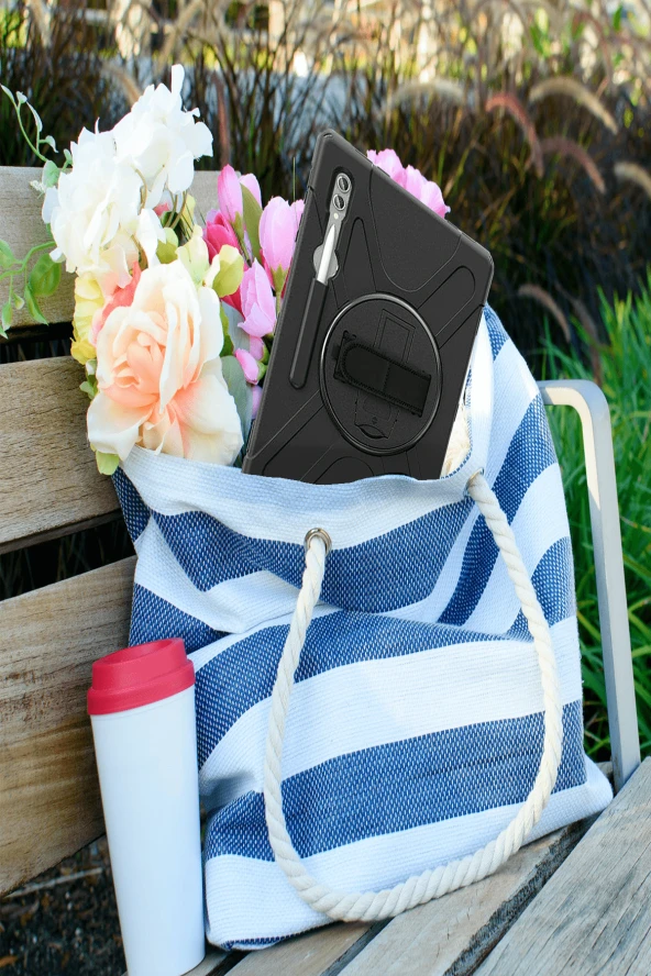 Galaxy Tab S8 Ultra Uyumlu Fuchsia Defender Silikon Tablet Kılıfı - Resim 6