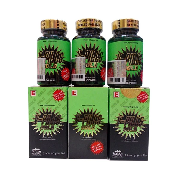 V-Pills Gold Bitkisel 60 Kapsül Orijinal Bandrollü 3 Adet Kutu ürün görseli 1