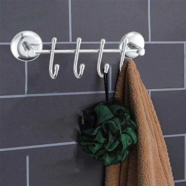 Metal 4lü Banyo Lavabo Vidalı Askılık Sağlam Aparat Krom Askılık Elbise Havlu Asma Askı - 3