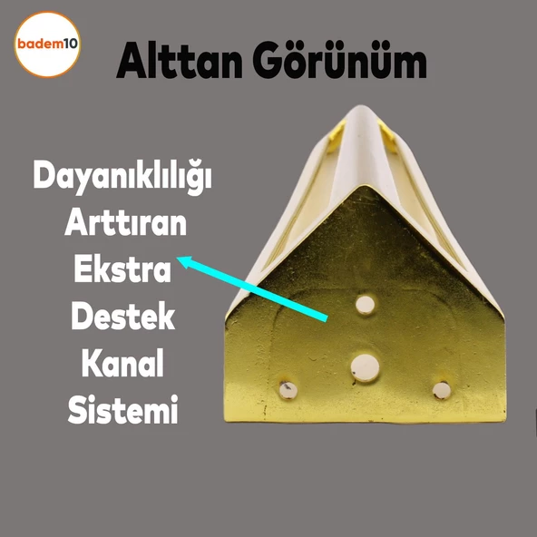 Ovit Koltuk Baza Puf Sehpa Tv Ünite Masa Mobilya Ayağı Ayakları Metal Ayakları 14 Cm Altın - Resim 4