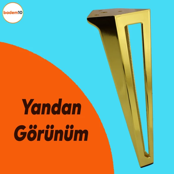 Ovit Koltuk Baza Puf Sehpa Tv Ünite Masa Mobilya Ayağı Ayakları Metal Ayakları 14 Cm Altın - Resim 3