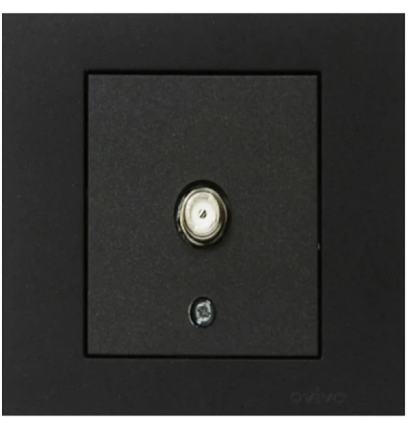 Ovivo Metalik Siyah Tv Prizi F konnektörlü Çerçevesiz Grano