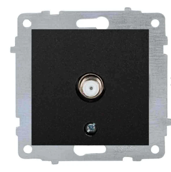 Ovivo Metalik Siyah Tv Prizi  F konnektörlü Çerçevesiz Grano - 2