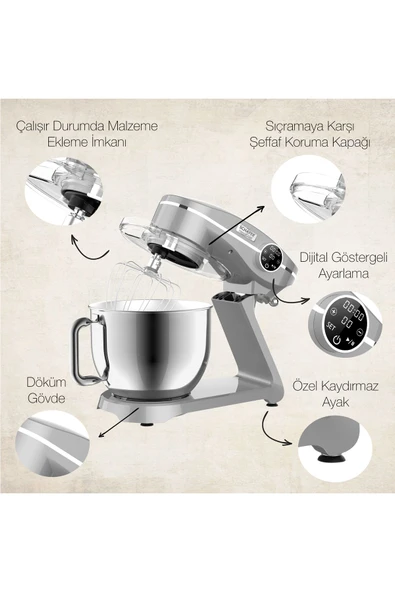 1000 ml ve üzeri Neocast Döküm Stand Mikser - Gümüş 2 Yıl Gümüş 50 Hz / 60 Hz İthalatçı Garantili 6 - 6