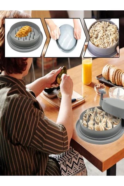 Gri Pratik Tavuk Ve Pişmiş Sebze Marul Parçalama Didikleme Aleti Patlıcan Parçalayıcı - 3