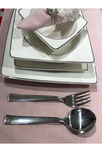 24 Parça 12 Kişilik Düz Model Çatal Kaşık Seti - Resim 2
