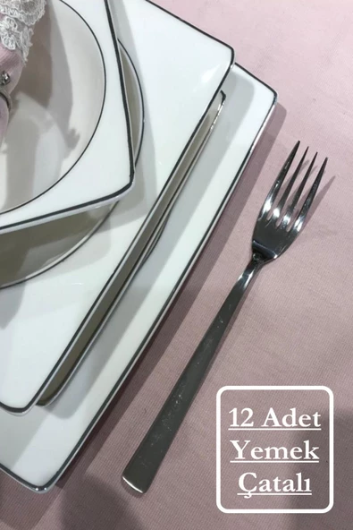 12 Kişilik Düz Model Yemek Çatalı Seti
