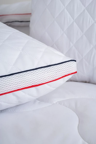Çift Kişilik 3 Parça Mikrofiber Klimalı Yastık Yorgan Seti 2 Yastık 1 Yorgan Beyaz Lüx Biyeli - 2