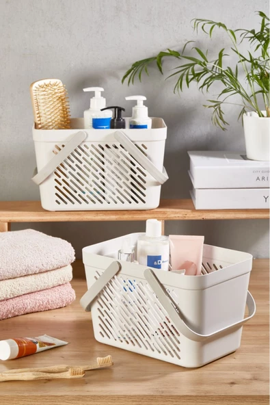 2 Adet Renk Banyo Düzenleyici Çok Amaçlı Çamaşır Sepeti Çanta Model Sepet - Dolap Organizeri - 2
