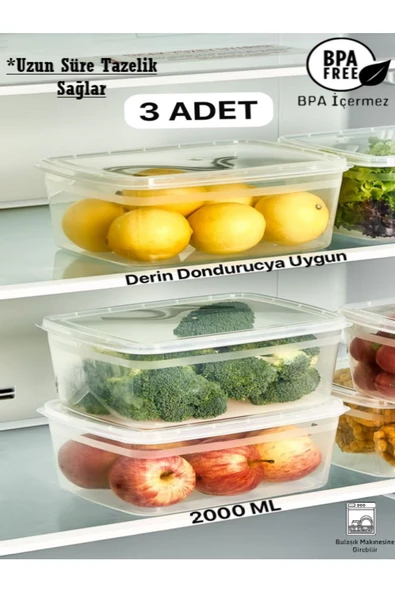 3 Adet Huge Şeffaf 2 LT Erzak Ve Bakliyat Saklama Kabı - Baharat Çay Kutusu