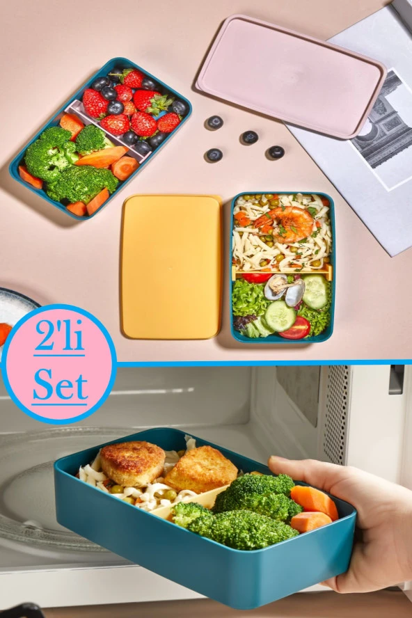 1005 2’Li Bölmeli Saklama Kabı seti- Beslenme Yemek Kutusu Lunch Box