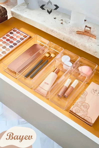 24 Parça Takı Ve Makyaj Malzemesi Düzenleyici Set (4 X Lv 216 ) Modüler Çekmece Içi Organizer Kutu - 5