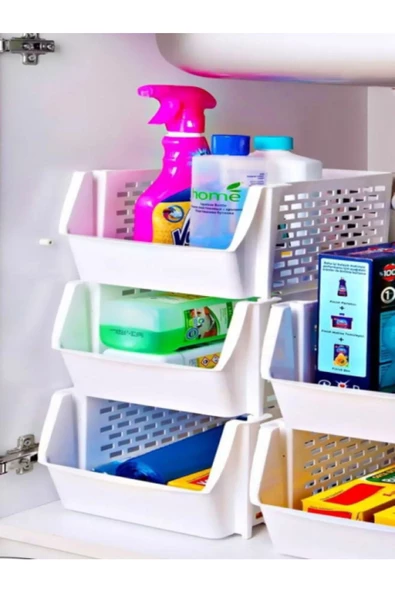 4 Parça Banyo Seti 3 Katlı Ayrılabilir Raf Çamaşır Selesi Banyo Rafı - Resim 2