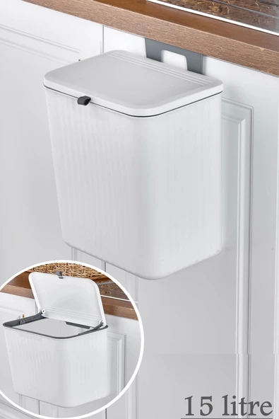 Fonksiyonel Kapaklı Banyo Ve Mutfak Tezgah Üstü Çöp Kovası 15 Lt. Pratik Kapak