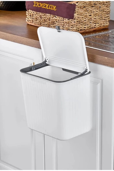 Fonksiyonel Kapaklı Banyo Ve Mutfak Tezgah Üstü Çöp Kovası 15 Lt. Pratik Kapak - 2