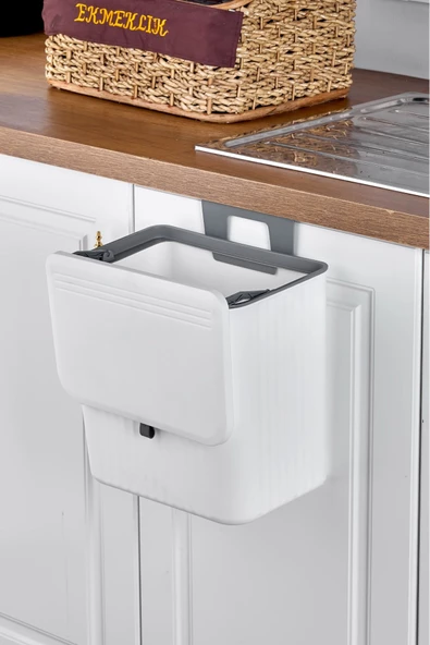 Fonksiyonel Kapaklı Banyo Ve Mutfak Tezgah Üstü Çöp Kovası 15 Lt. Pratik Kapak - 3