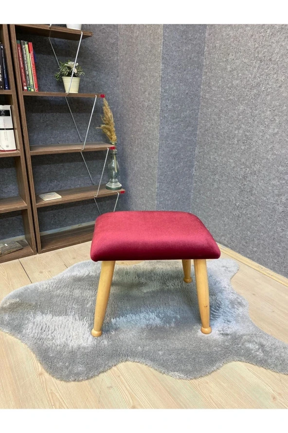 Asedia Trend Naturel Bordo Ahşap Ayak Uzatma Pufu Makyaj Koltuğu Bench Tabure - 3