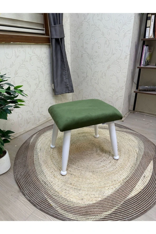 Asedia Trend Lake Beta Yeşil Ahşap Ayak Uzatma Pufu Makyaj Koltuğu Bench Tabure - Resim 2