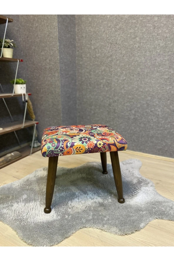 Asedia Trend Ceviz Retro Ahşap Ayak Uzatma Pufu Makyaj Koltuğu Bench Tabure ürün görseli