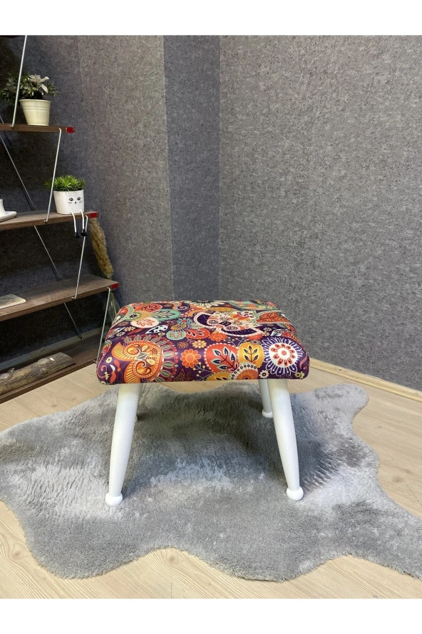 Asedia Trend Lake Retro Ahşap Ayak Uzatma Pufu Makyaj Koltuğu Bench Tabure